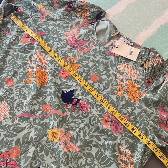 Junarose Floral Print Shirring Detail Sikira Long Sleeve Blouse Top NWT - Picture 10 of 11